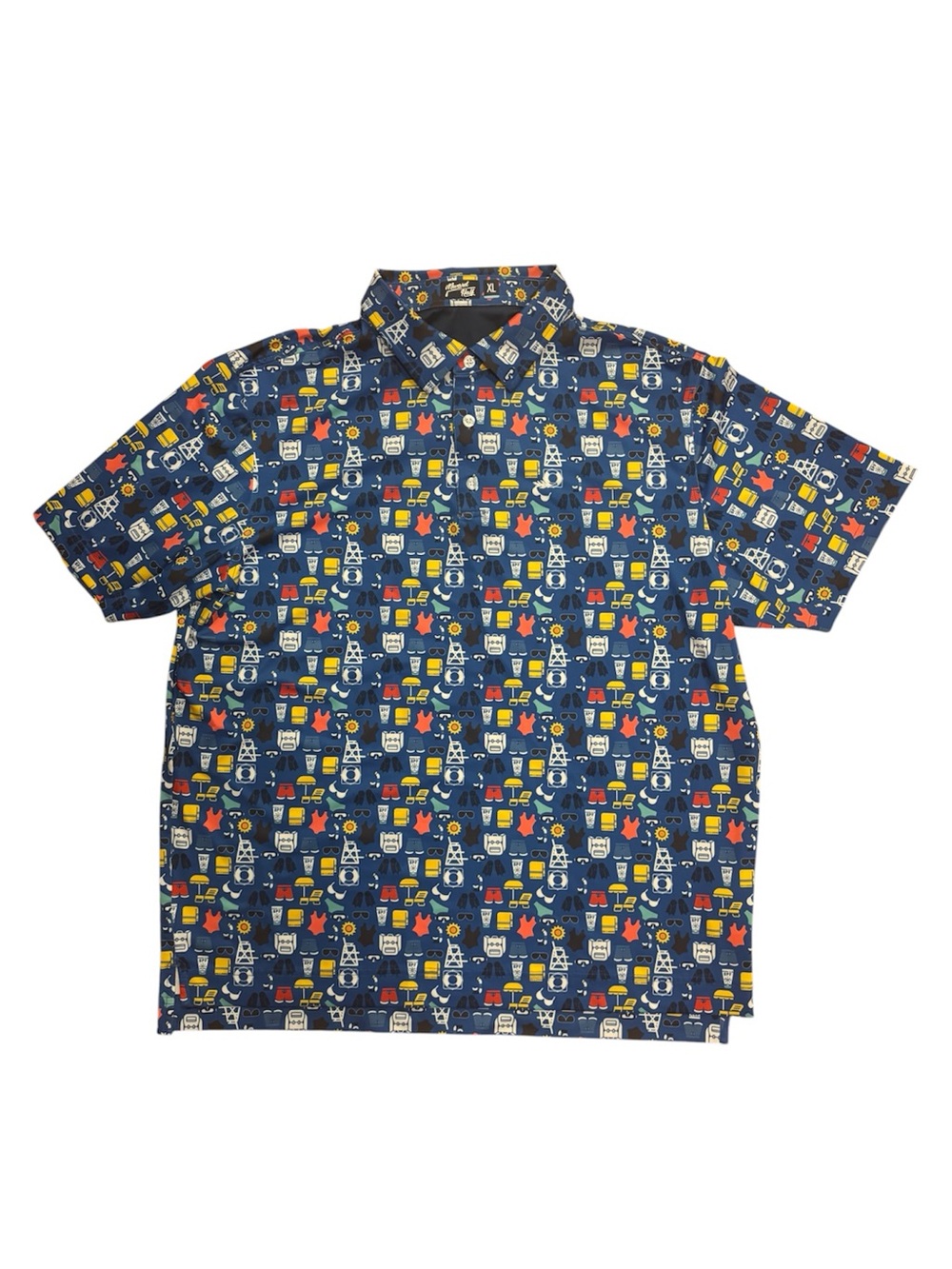 Men’s Inward Half Pool Day Pattern Active Golf Polo Size XL